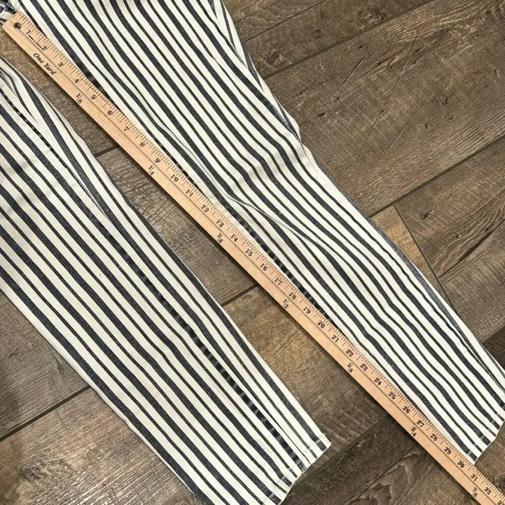 Tory Burch Women's Striped Denim Marlien Leggings Navy White Size 28